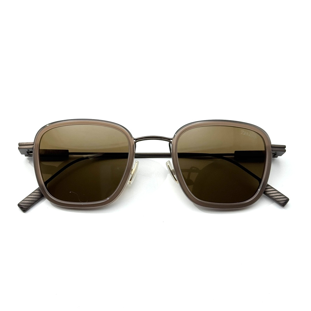 Ermenegildo Zegna Sunglasses EZ0277 51E Brown Geometric Frame Brown Lens 47mm